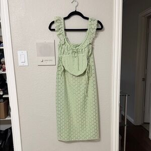 Sabo Skirt & Lace top in Soft Green